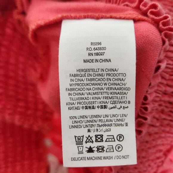 BODEN Pants Womens 6 Long 6L Red Linen Shirred Waist Trousers Wide Leg Pull On - Picture 8 of 9